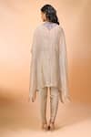 Shop_Prisho_Beige Chanderi Embroidery, Beads Round Neck Kaftan With Pant _at_Aza_Fashions