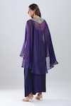 Shop_Prisho_Purple Georgette Embroidery, Sequins, Beads Round Neck, Kaftan Draped Skirt Set _at_Aza_Fashions