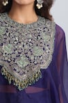 Prisho_Purple Georgette Embroidery, Sequins, Beads Round Neck, Kaftan Draped Skirt Set _at_Aza_Fashions