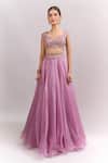 Anushree Reddy_Purple Embroidery, Sequins, Beads, Tassels, Zari Chamak Pico Blouse Skirt Set _Online_at_Aza_Fashions