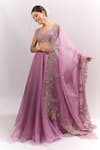Buy_Anushree Reddy_Purple Embroidery, Sequins, Beads, Tassels, Zari Chamak Pico Blouse Skirt Set _at_Aza_Fashions
