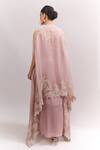 Shop_Anushree Reddy_Pink Embroidery Open , Sweetheart Cape Draped Skirt Set _at_Aza_Fashions
