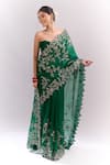 Anushree Reddy_Green Zari, Embroidery Cutwork Saree With Unstitched Blouse Piece _Online_at_Aza_Fashions