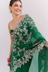 Shop_Anushree Reddy_Green Zari, Embroidery Cutwork Saree With Unstitched Blouse Piece _Online_at_Aza_Fashions