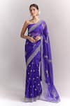 Buy_Anushree Reddy_Purple Embroidery, Metallic Gutcha Border Saree With Unstitched Blouse Piece _at_Aza_Fashions