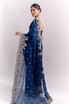 Shop_Anushree Reddy_Blue Embroidery, Metallic Thread, Zari Saree With Unstitched Blouse Piece _at_Aza_Fashions