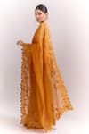 Shop_Anushree Reddy_Orange Embroidery Tonal Cutwork Saree With Unstitched Blouse Piece _at_Aza_Fashions