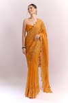 Anushree Reddy_Orange Embroidery Tonal Cutwork Saree With Unstitched Blouse Piece _Online_at_Aza_Fashions
