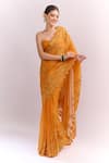 Buy_Anushree Reddy_Orange Embroidery Tonal Cutwork Saree With Unstitched Blouse Piece _Online_at_Aza_Fashions