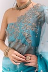 Shop_Anushree Reddy_Blue Embroidery, Zari Ombre Bhavani Saree With Unstitched Blouse Piece _Online_at_Aza_Fashions