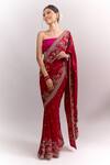 Buy_Anushree Reddy_Red Embroidery, Zari Ahana Saree With Unstitched Blouse Piece _Online_at_Aza_Fashions