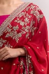 Buy_Anushree Reddy_Red Embroidery, Zari Ahana Saree With Unstitched Blouse Piece 
