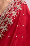 Anushree Reddy_Red Embroidery, Zari Anika Saree With Unstitched Blouse Piece _Online_at_Aza_Fashions