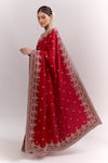 Buy_Anushree Reddy_Red Embroidery, Zari Anika Saree With Unstitched Blouse Piece _Online_at_Aza_Fashions