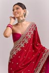 Shop_Anushree Reddy_Red Embroidery, Zari Anika Saree With Unstitched Blouse Piece _Online_at_Aza_Fashions