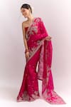 Shop_Anushree Reddy_Pink Embroidery, Zari, Sequins Inayat Saree With Unstitched Blouse Piece _at_Aza_Fashions