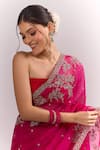Anushree Reddy_Pink Embroidery, Zari, Sequins Inayat Saree With Unstitched Blouse Piece _Online_at_Aza_Fashions