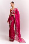 Buy_Anushree Reddy_Pink Embroidery, Zari, Sequins Inayat Saree With Unstitched Blouse Piece _at_Aza_Fashions