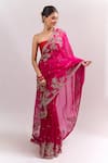 Anushree Reddy_Pink Embroidery, Zari, Sequins Inayat Saree With Unstitched Blouse Piece _at_Aza_Fashions