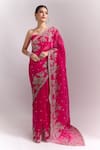 Buy_Anushree Reddy_Red Embroidery, Zari, Sequins Cherry Inayat Saree With Unstitched Blouse Piece _Online_at_Aza_Fashions