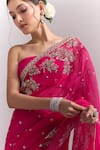 Shop_Anushree Reddy_Red Embroidery, Zari, Sequins Cherry Inayat Saree With Unstitched Blouse Piece _Online_at_Aza_Fashions