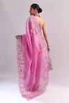 Shop_Anushree Reddy_Pink Zari, Embroidery Cutwork Saree With Unstitched Blouse Piece _at_Aza_Fashions