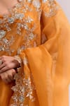 Anushree Reddy_Orange Zari, Embroidery, Metallic Cutwork Saree With Unstitched Blouse Piece _Online_at_Aza_Fashions