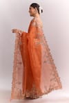 Shop_Anushree Reddy_Orange Embroidery, Sequins Seheaj Saree With Unstitched Blouse Piece _at_Aza_Fashions