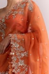 Anushree Reddy_Orange Embroidery, Sequins Seheaj Saree With Unstitched Blouse Piece _at_Aza_Fashions