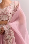 Buy_Anushree Reddy_Pink Embroidery, Lace, Zari Sweetheart Neck Athena Pico Skirt Set 