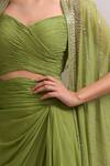 Buy_Anushree Reddy_Green Open , Sweetheart Embroidered Cape Skirt Set _Online_at_Aza_Fashions