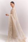 Shop_Anushree Reddy_Ivory Embroidery, Sequins, Zari Athena Saree With Unstitched Blouse Piece _at_Aza_Fashions