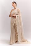Shop_Anushree Reddy_Ivory Embroidery, Sequins, Zari Athena Saree With Unstitched Blouse Piece _Online_at_Aza_Fashions