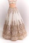 Buy_Seema Gujral_Ivory Organza Embroidery, Sequins, Zari V-neck Lehenga Set _Online_at_Aza_Fashions