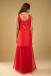 Shop_Archana Shah_Red Sequins, Metallic Thread, Piping Square Neck Embroidered Kurta Sharara Set _at_Aza_Fashions