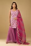 Buy_Archana Shah_Purple Embroidery Round Neck Kurta Sharara Set _at_Aza_Fashions