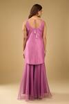 Shop_Archana Shah_Purple Embroidery Round Neck Kurta Sharara Set _at_Aza_Fashions