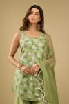 Archana Shah_Green Organza Sequins, Embroidery Kurta Sharara Set _Online_at_Aza_Fashions