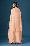Shop_Samyukta Singhania_Peach Organza, Crepe Mirrors, Sequins, Zari, Hand Embroidered Shrug Skirt Set _at_Aza_Fashions