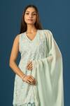 Shop_Samyukta Singhania_Blue Crepe, Silk, Organza Embroidery, Beads, Piping, Hand Kurta Sharara Set _Online_at_Aza_Fashions