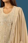 Buy_Samyukta Singhania_Beige Crepe, Silk, Organza Sequins, Beads, Embroidery Hand Kurta Sharara Set _Online_at_Aza_Fashions