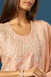 Samyukta Singhania_Peach Crepe, Silk, Organza Embroidery, Sequins, Beads, Hand Kurta Sharara Set _Online_at_Aza_Fashions