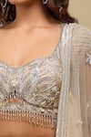 Azeera_Peach Net Embroidery, Sequins, Zari, Beads Sweetheart Neck Light Lehenga Set _Online_at_Aza_Fashions