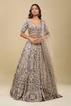 Buy Azeera Brown Net Sequins, Embroidery, Mirrors Sweetheart Neck Light Lehenga Set at Aza Fashions Buy_Azeera_Brown Net Sequins, Embroidery, Mirrors Sweetheart Neck Light Lehenga Set _at_Aza_Fashions