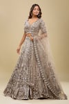 Azeera Brown Net Sequins, Embroidery, Mirrors Sweetheart Neck Light Lehenga Set at Aza Fashions Azeera_Brown Net Sequins, Embroidery, Mirrors Sweetheart Neck Light Lehenga Set _at_Aza_Fashions