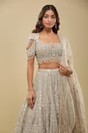 Buy_Azeera_Beige Embroidery, Sequins, Zari, Beads Sweetheart Neck Gold Lehenga Set _Online_at_Aza_Fashions