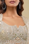 Shop_Azeera_Beige Embroidery, Sequins, Zari, Beads Sweetheart Neck Gold Lehenga Set _Online_at_Aza_Fashions