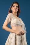 Azeera_Ivory Net Embroidery, Sequins, Zari, Beads Sweetheart Neck Lehenga Set _Online_at_Aza_Fashions