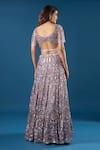Shop_Azeera_Purple Net Sequins, Embroidery, Beads Sweetheart Neck Lavender Lehenga Set _at_Aza_Fashions
