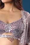 Azeera_Purple Net Sequins, Embroidery, Beads Sweetheart Neck Lavender Lehenga Set _Online_at_Aza_Fashions